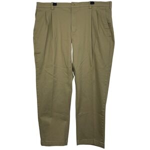 Duluth Trading Co. Ballroom Flex Relaxed 42x30 Cotton Stretch Pleated Chinos Tan